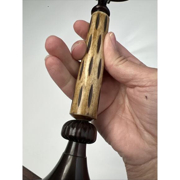 Vintage Magnifying Glass Free Standing Desktop Metal & CARVED Handle 11.5" - Picture 7 of 9